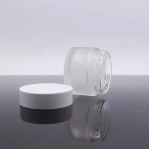 0.5oz to 50ml Frosted White Glass Jar with Metal Lid for Cosmetics