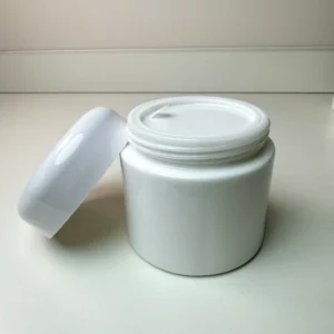 100g 50g 30g Customized White Glass Jar with Screw Plastic Lid for Cosmetics