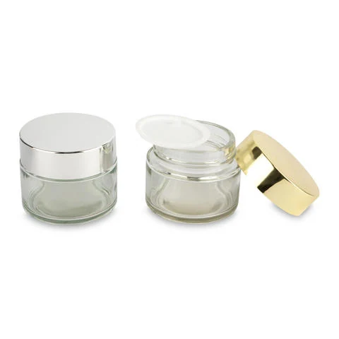 100g Premium Glass Cream Jar with Silver or Gold Lid for Luxury Cosmetics
