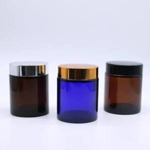 100ml Blue Cylindrical Glass Jar for Cosmetics