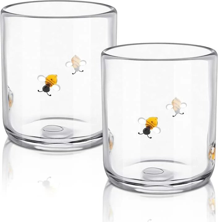 14Oz Bee Icon Stemless Glass Cup Set Of Two