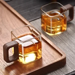 150ml Glass Cup with Walnut Handle