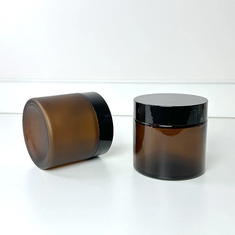 2024 New 120g Brown Frosted Matte Glass Jar with Plastic Lid for Cosmetics
