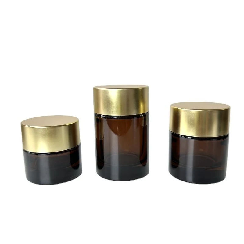 20G 30G 50G Amber Glass Eye Cream Jar With Gold Lid For Moisturizing Cream