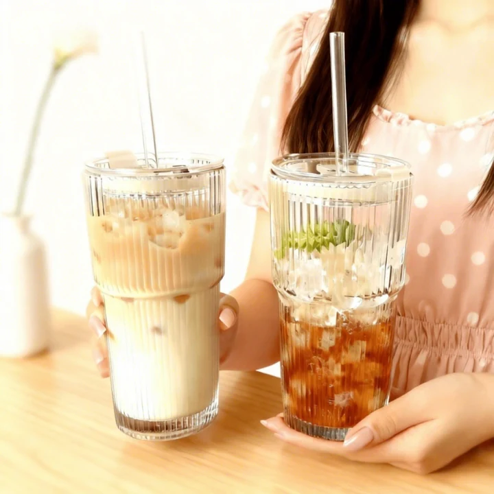 20oz Ribbed Glass Tumbler