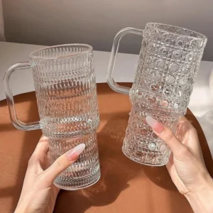 26oz Ribbed Glass Tumbler