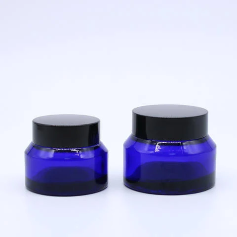 30G Clear Blue Glass Jar With Lid For Scrub Cream