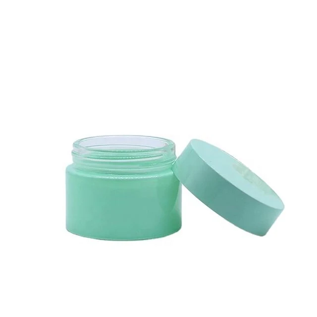 30g Light Green Glass Face Cream Jar for Cosmetics