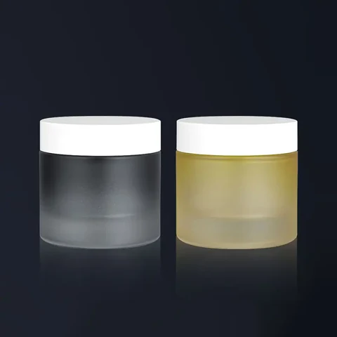 4Oz 120G Clear Frosted Glass Cream Jar With Plastic Lids
