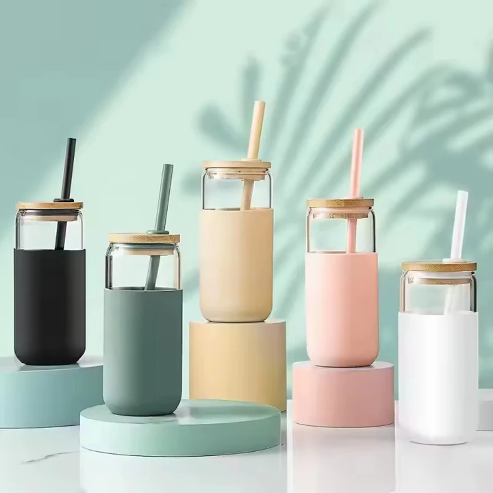 500Ml Glass Cup With Straw 500Ml Glass Cup With Straw