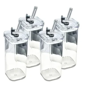 500ml Square Glass Cup with Lid