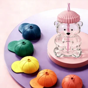 Bear Shape Glass Straw Cup
