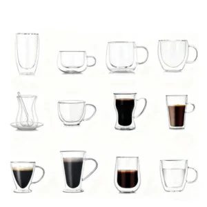 Borosilicate Double Wall Glass Coffee Mug with Handle