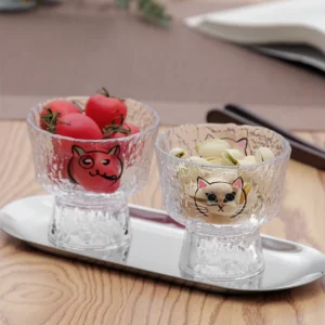 Cat Pattern Glass Tea Cup