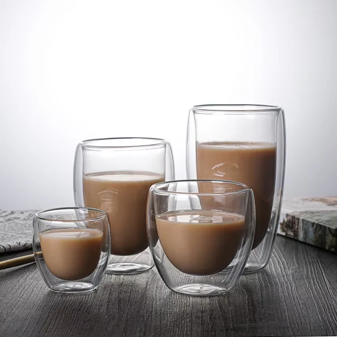 Double Wall Glass Coffee Cup With Handle
