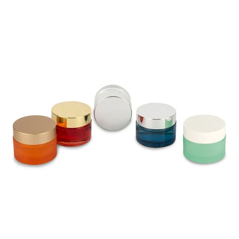 Tarros de vidrio de fondo grueso de alta gama de 50 g y 100 g para neceseres de maquillaje