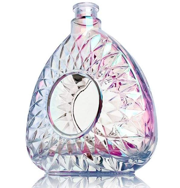 Botella de vidrio iónico de lujo para el envasado de bebidas espirituosas premium