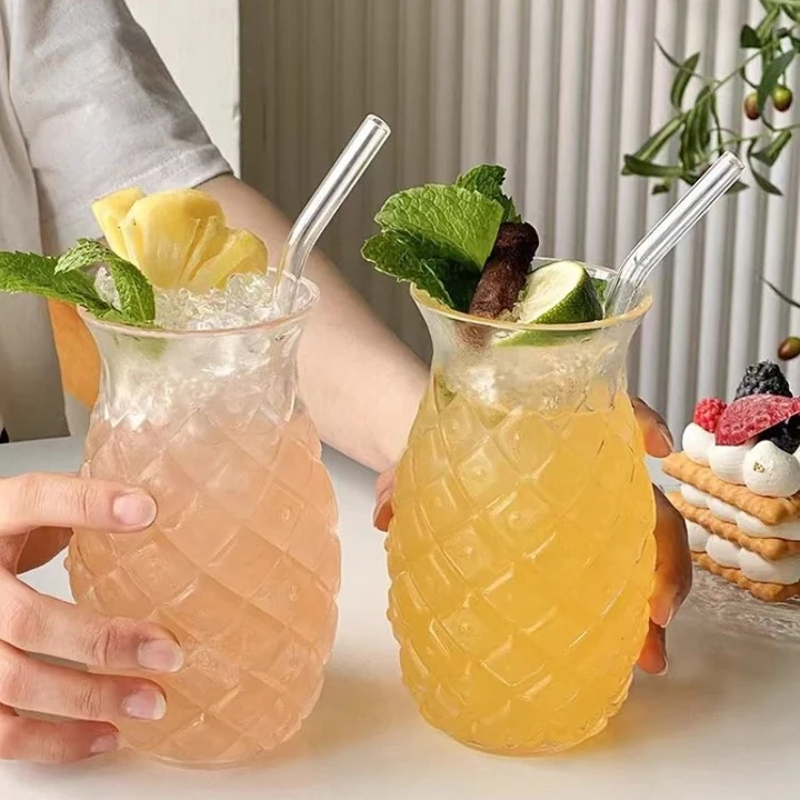 Vaso de cristal con relieve de piña