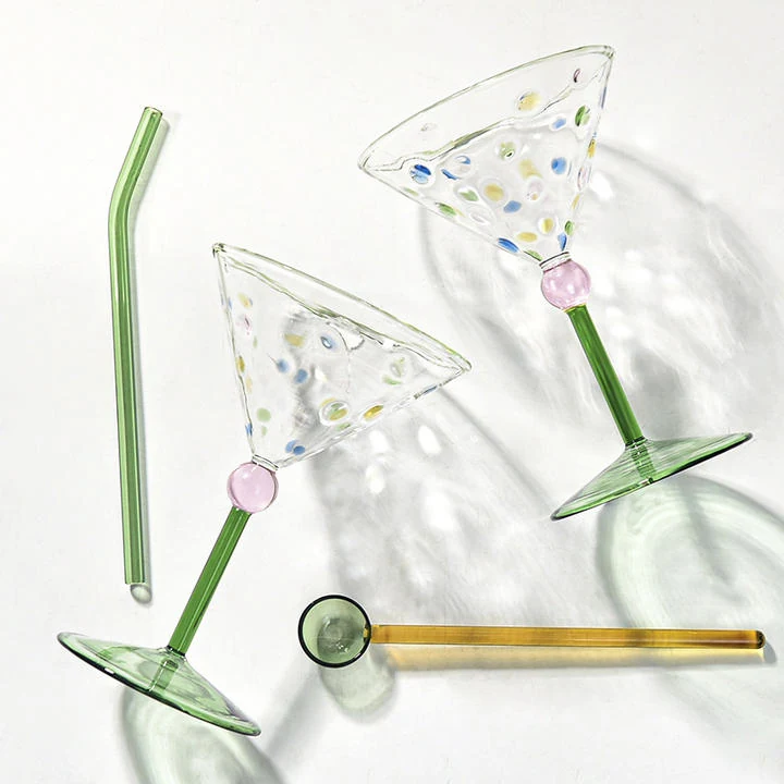 Polka Dot Colored Red Wine Tall Glass Cup