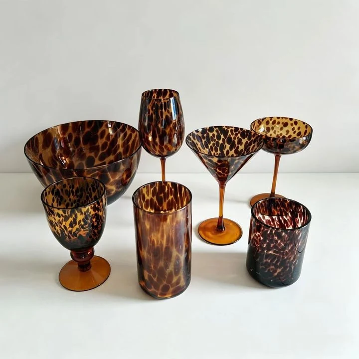 Vintage Leopard Glass Goblet