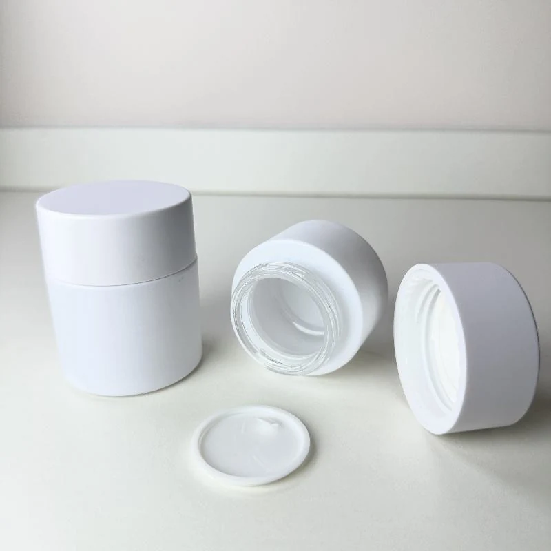 Mayorista 20g 30g 50g Botellas de Vidrio Vacías con Tapa Blanca Mate para Crema Facial