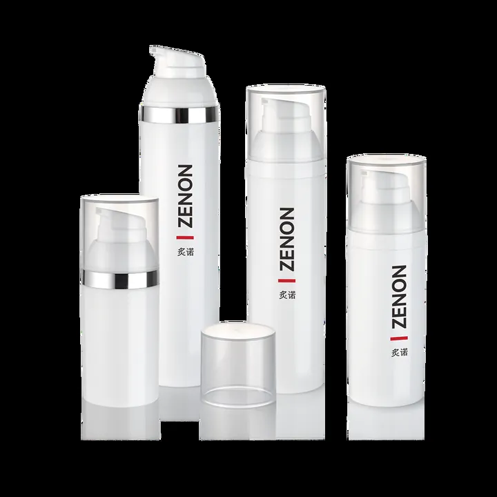 White airless pump bottles in multiple sizes