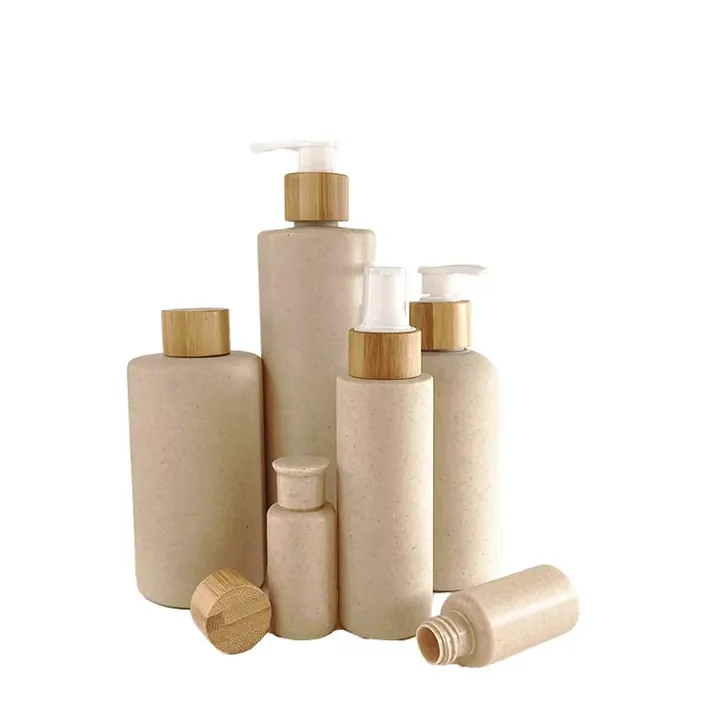 Eco friendly soap bottle with bamboo style pump top