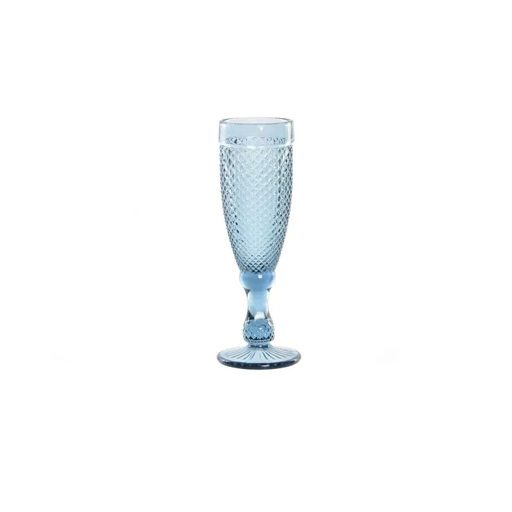 Blue Engraved Champagne Glasses