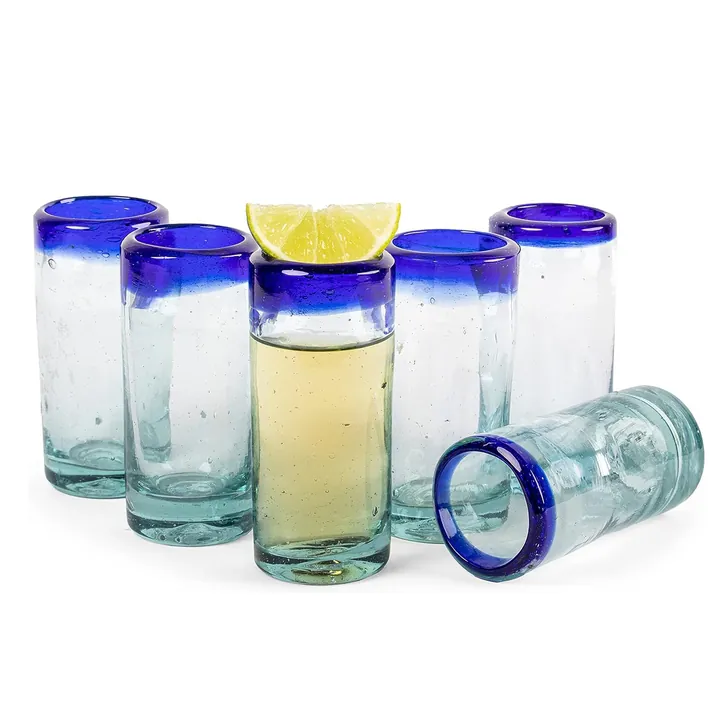 Blue rim tequila Shot Glass supplier product