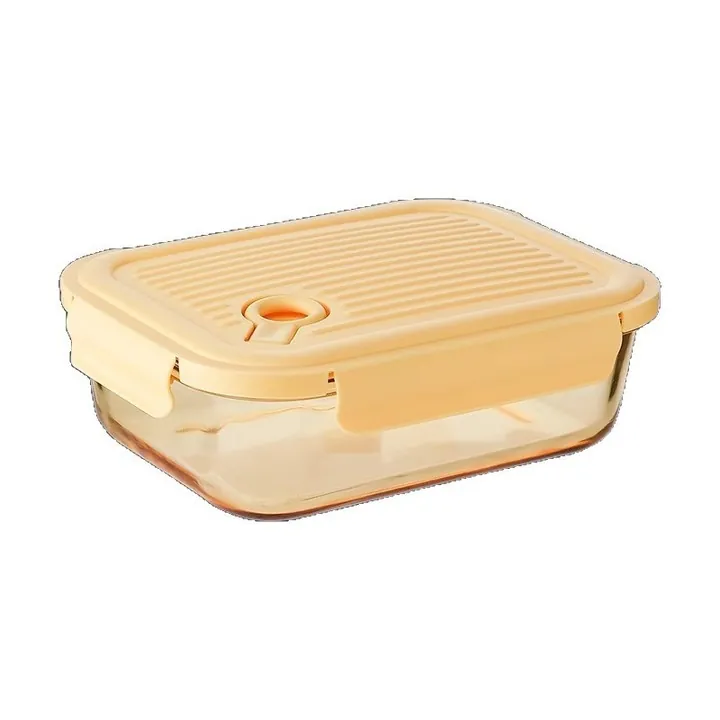 Rectangular borosilicate glass lunch box with locking lid