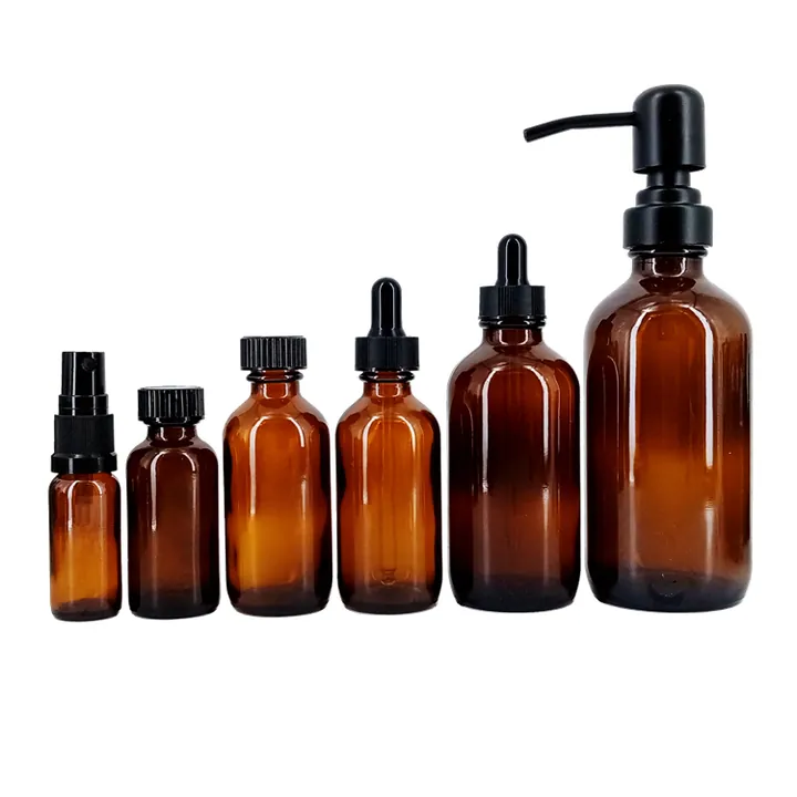 boston round bottle amber set