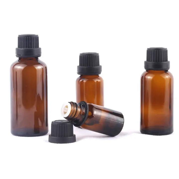 Amber Boston round bottles in assorted capacities