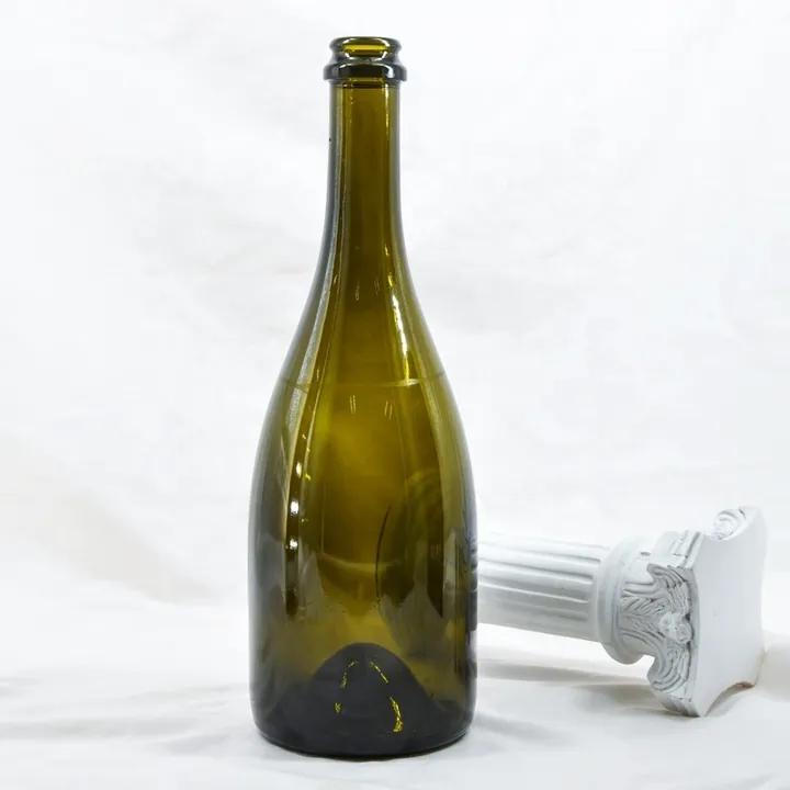 Single green Burgundy wine bottle displayed with simple background
