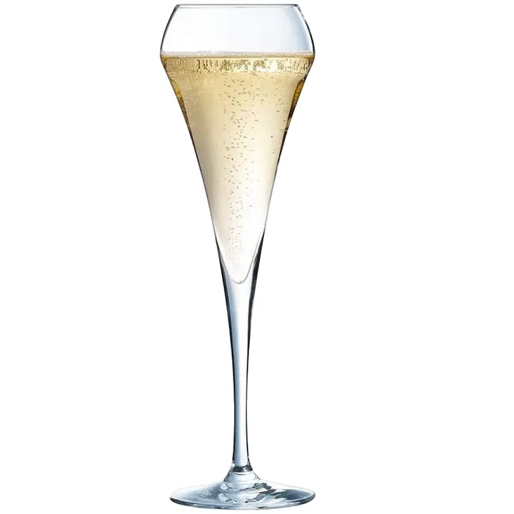 Single angular champagne flute glass
