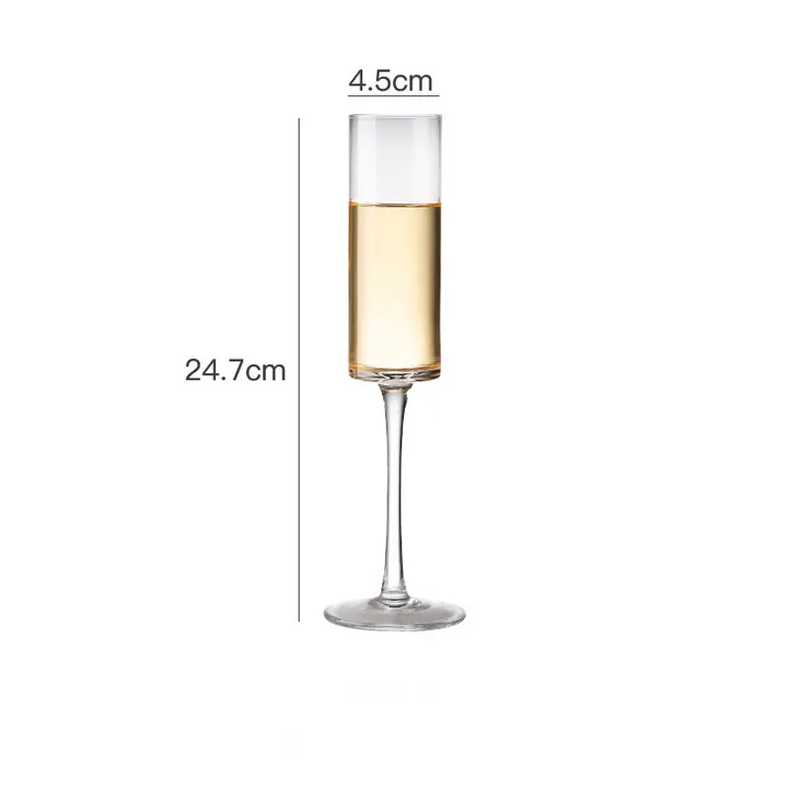 Single cylindrical champagne flute glass