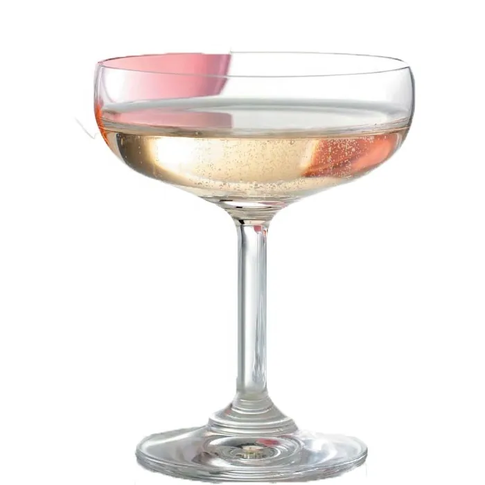 Single wide-mouth champagne coupe glass