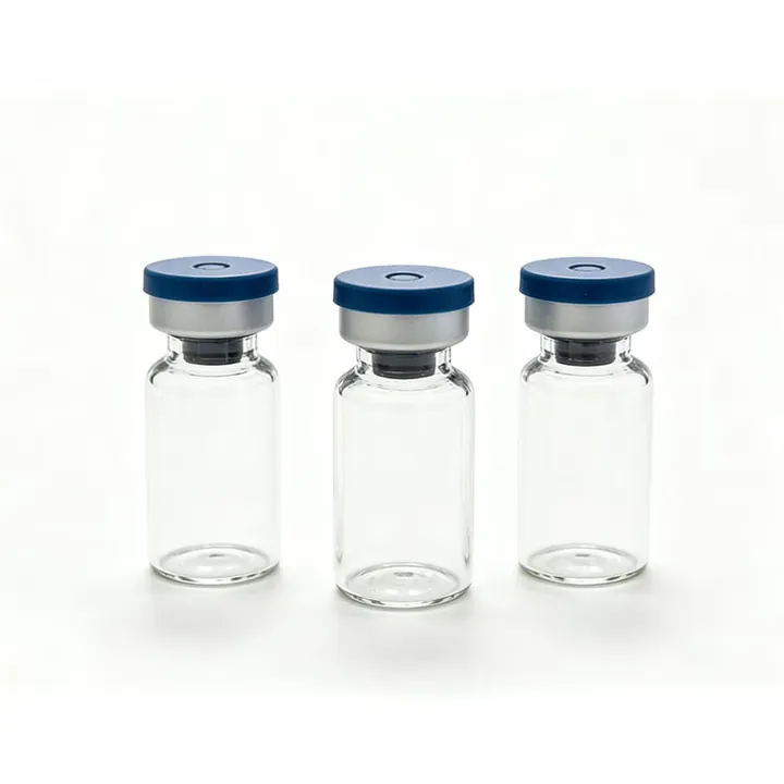 clear vial blue caps