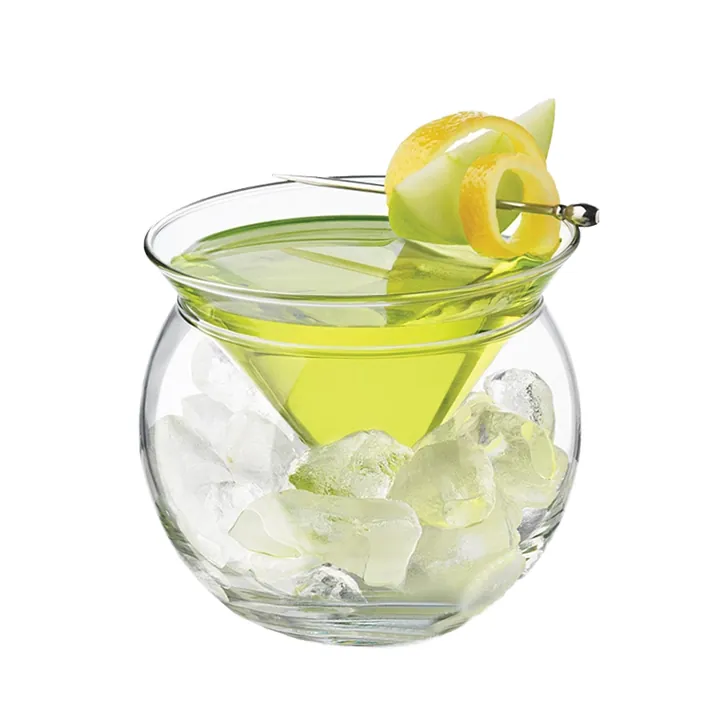 Martini glass with a decorative ice bowl base
