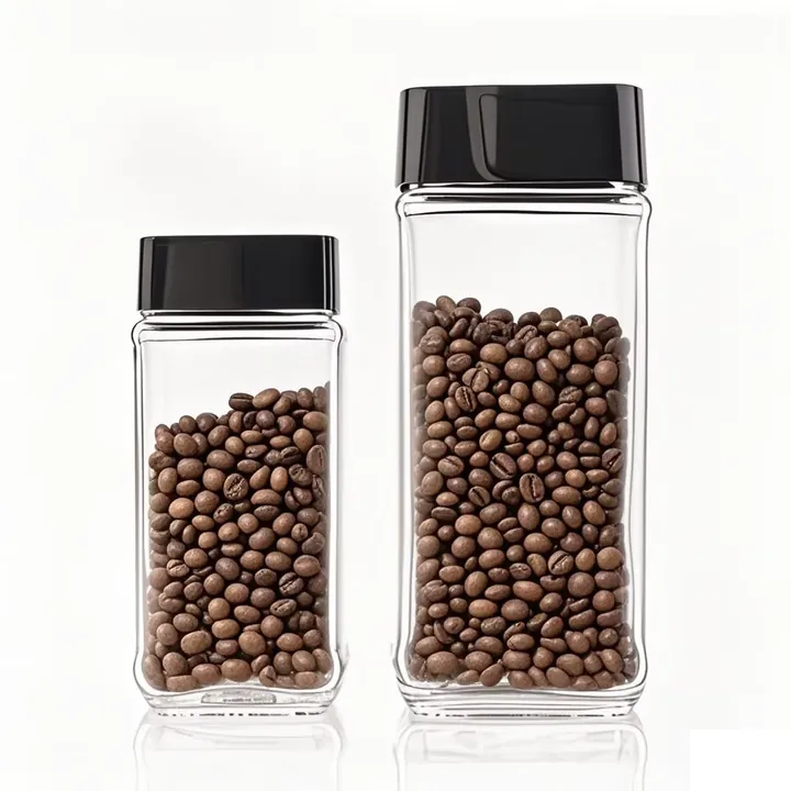 Square storage jars with matching lids in set