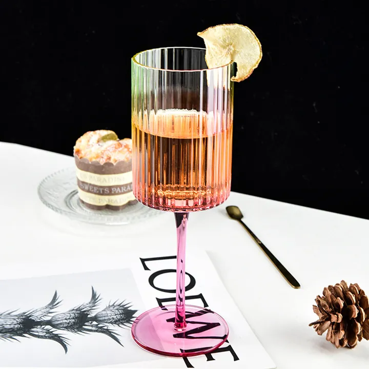 Colored ribbed goblet