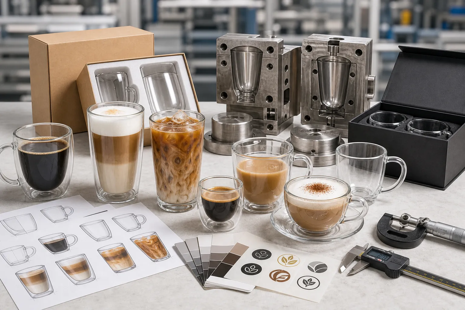 Custom glass coffee cup factory service