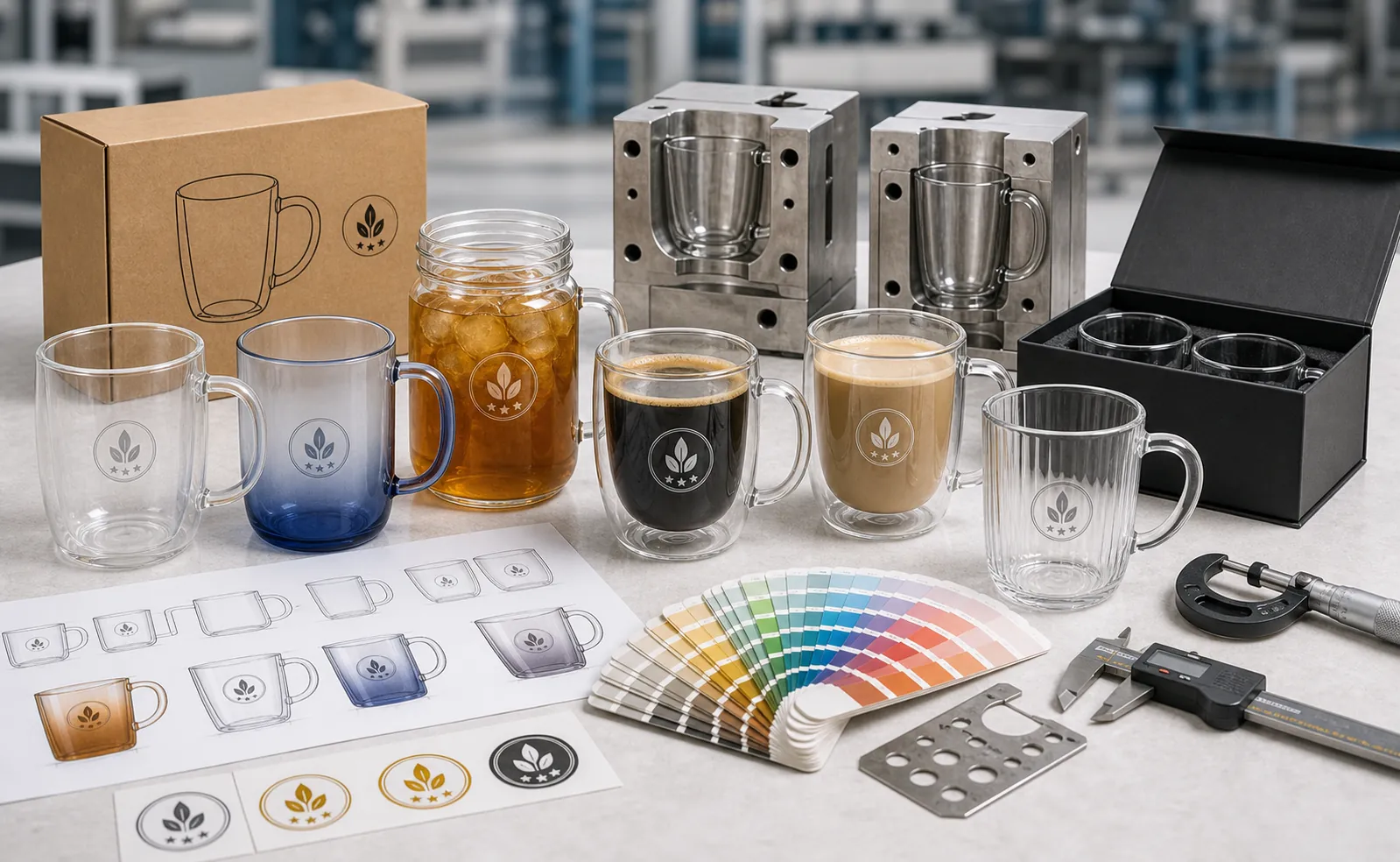 Custom glass mug factory service