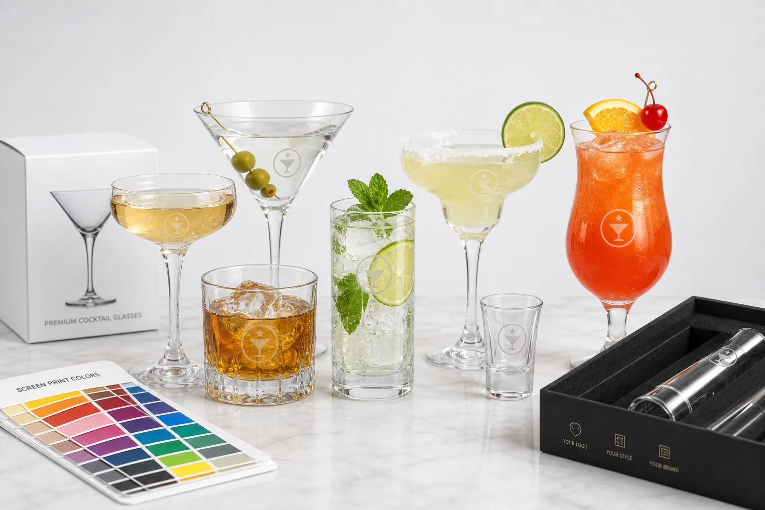 Custom logo cocktail glasses