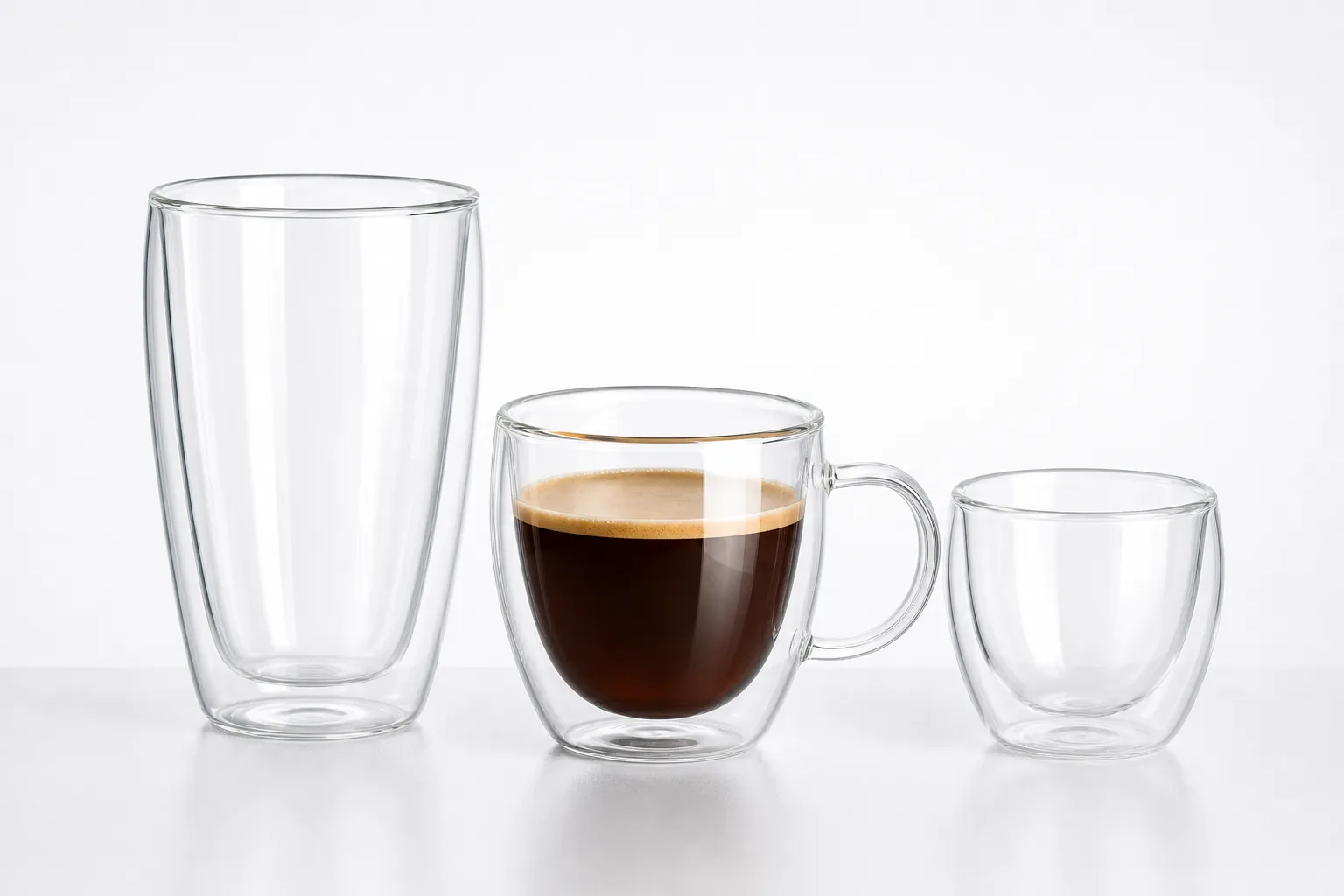 Double wall glass cups