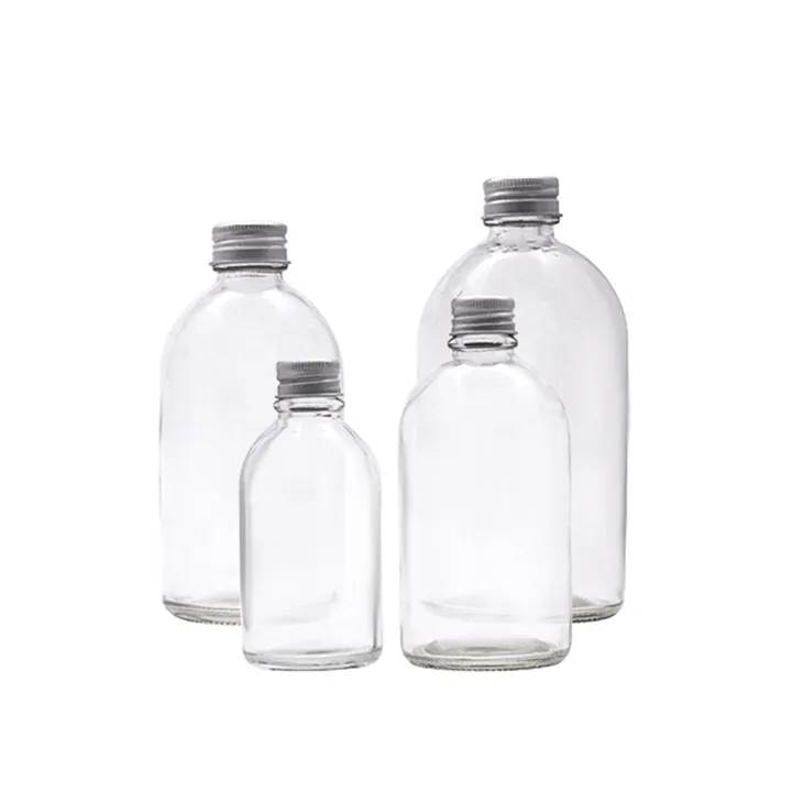 Clear round shoulder beverage bottles in multiple capacities