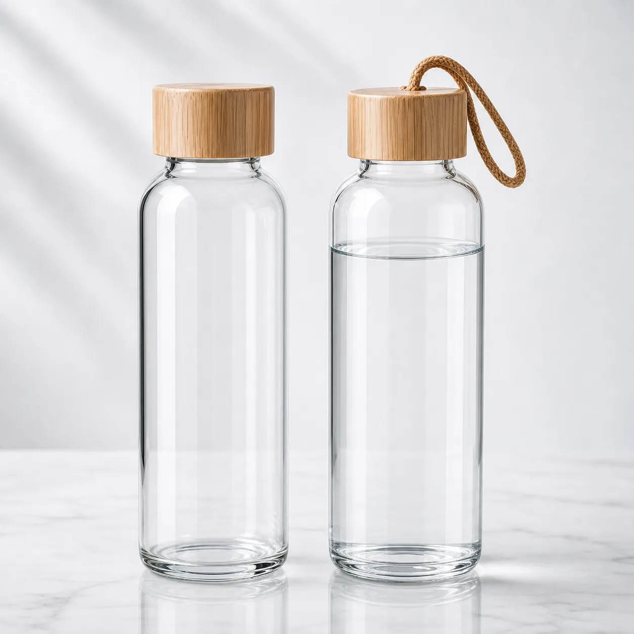 Glass Bottle with Bamboo Lid