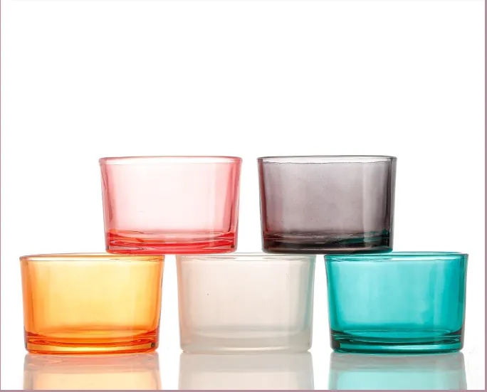 Bocaux à bougie en verre orange, rose, gris, blanc et bleu sarcelle