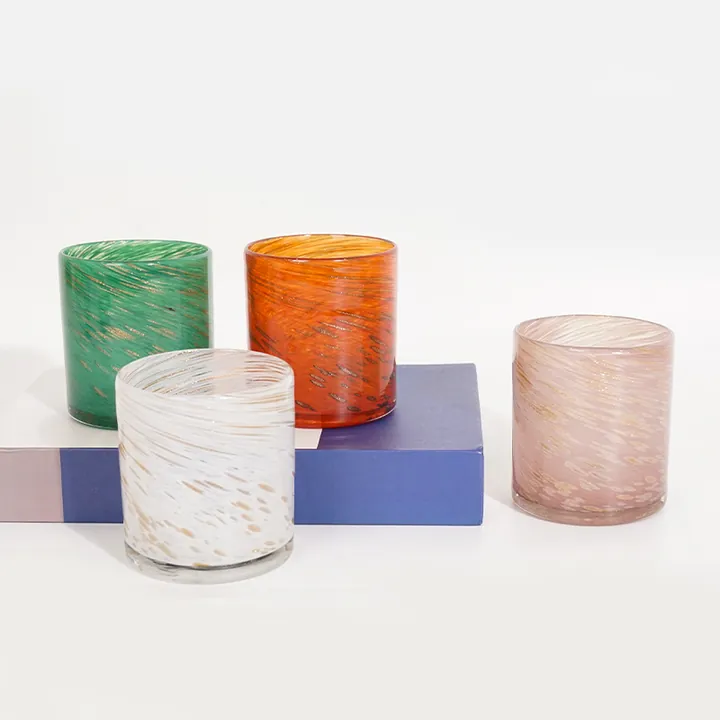 glass candle jars colorful