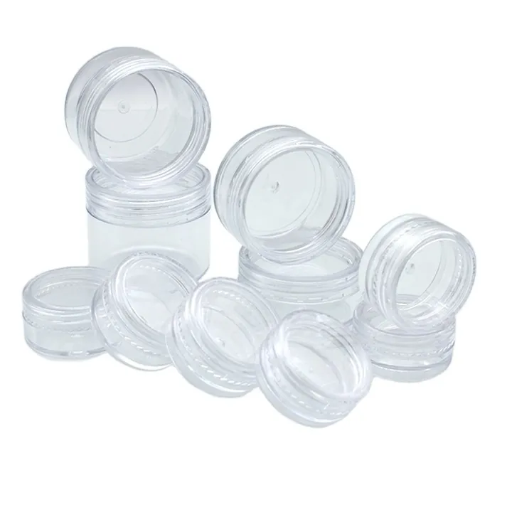 Mini clear round sample jars in multiple sizes
