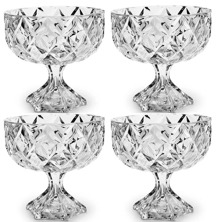 Crystal style glass ice cream cups